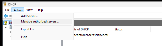 Action menüsünden Manage authorized servers